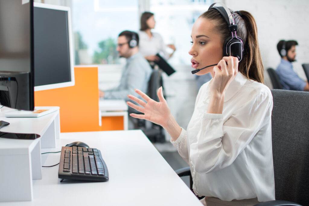 A woman is working in an office.