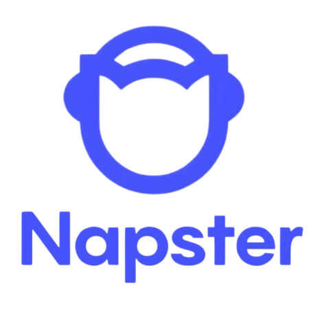 Blue Napster logo featuring stylized headphones above the "Napster" text, capturing the essence of digital music with Napster - 1 Month.