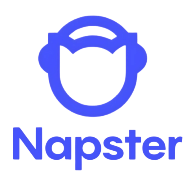 Blue Napster logo featuring stylized headphones above the "Napster" text, capturing the essence of digital music with Napster - 1 Month.