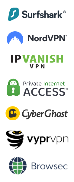 Logos of various VPN services.